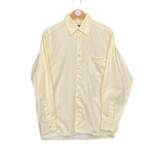 ERMENGILDO ZEGNA Mens Button Down Shirt Butter Yellow Sz L 100% Cotton Summer